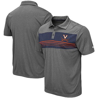 Men's Colosseum Heathered Charcoal Virginia Cavaliers Wordmark Smithers Polo