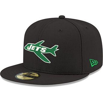 Men's New Era Black New York Jets Omaha Throwback 59FIFTY Fitted Hat