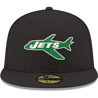 Men's New Era Black New York Jets Omaha Throwback 59FIFTY Fitted Hat