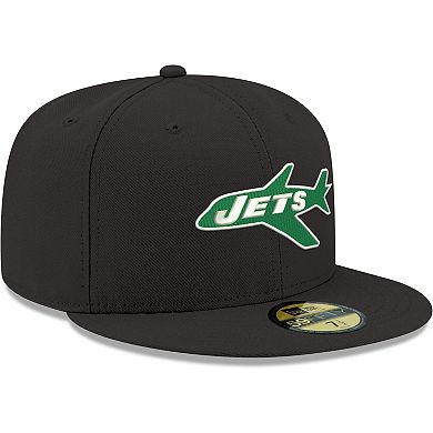 Men's New Era Black New York Jets Omaha Throwback 59FIFTY Fitted Hat