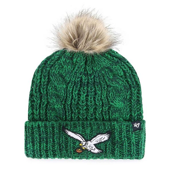 Women s 47 Kelly Green Philadelphia Eagles Meeko Historic Logo Cuffed Knit Hat with Pom