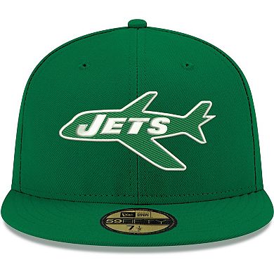 Men's New Era Kelly Green New York Jets Omaha Throwback 59FIFTY Fitted Hat
