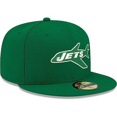 Men's New Era Kelly Green New York Jets Omaha Throwback 59FIFTY Fitted Hat