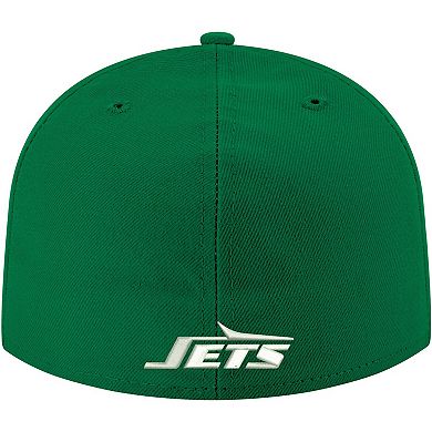 Men's New Era Kelly Green New York Jets Omaha Throwback 59FIFTY Fitted Hat