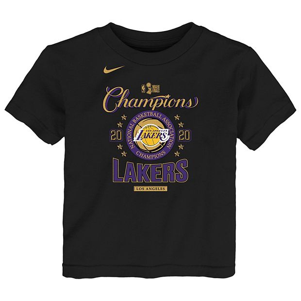 Los Angeles Lakers 2020 NBA Finals Championship T-Shirt on display