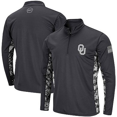 Men's Colosseum Charcoal Oklahoma Sooners OHT Military Appreciation Digi Camo Quarter-Zip Jacket
