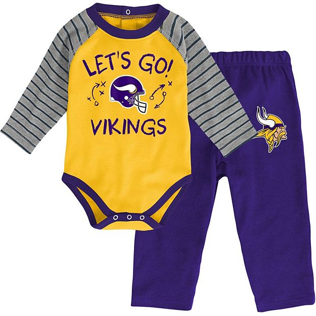 Infant Gold/Purple Minnesota Vikings Touchdown Raglan Long Sleeve Bodysuit  & Pants Set