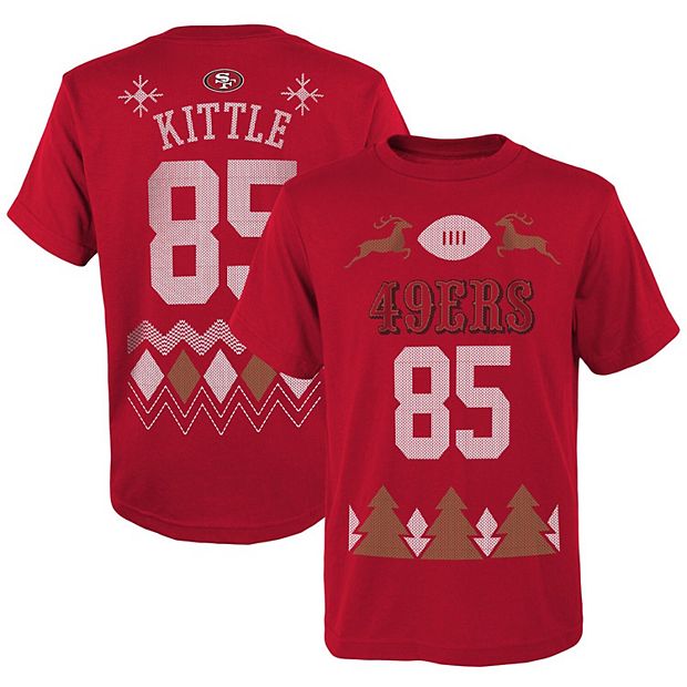 Youth George Kittle Scarlet San Francisco 49ers Holiday Name & Number T- Shirt