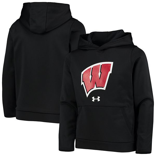 Kids 8-20 Under Armour Black Wisconsin Badgers Logo Pullover Hoodie