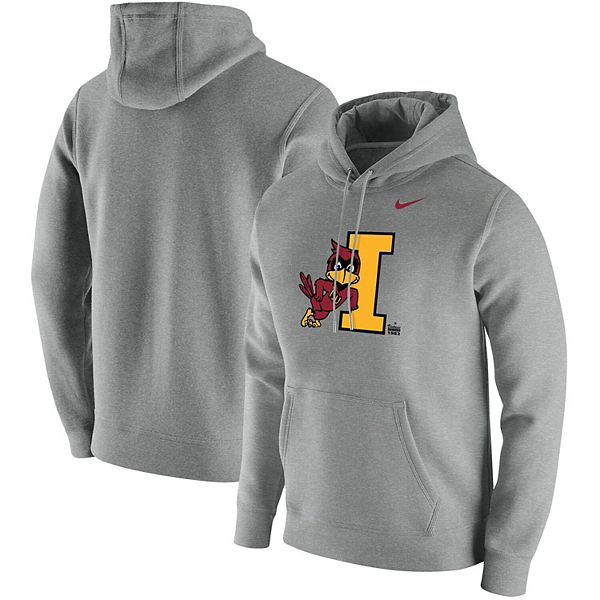 Men s Nike Heathered Gray Iowa State Cyclones Vintage School Logo Pullover Hoodie