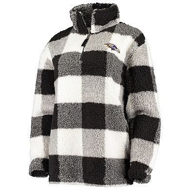 Women's G-III 4Her by Carl Banks Black Baltimore Ravens Sherpa Plaid Quarter-Zip Jacket