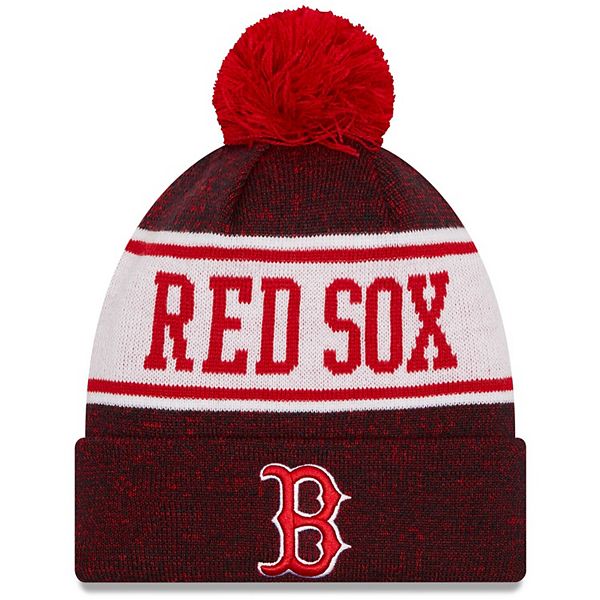 Youth New Era Navy Boston Red Sox Banner Cuffed Pom Knit Hat