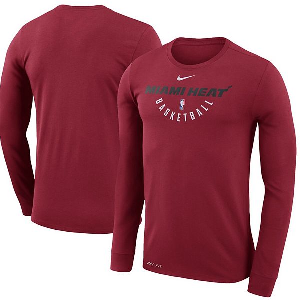 Men's Nike Red Miami Heat Practice Long Sleeve Performance T-Shirt
