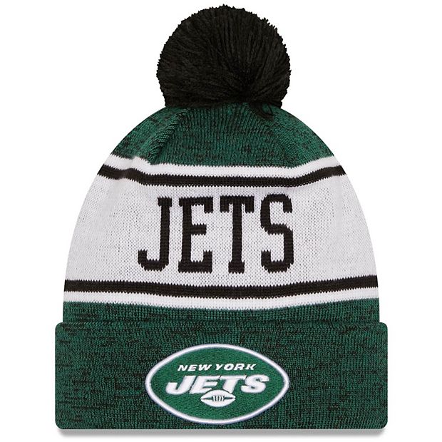 New York NYJ Football Beanie Men's Cuffed Knit Hat with Pom Green