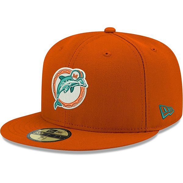 محلول البخار Men's New Era Orange Miami Dolphins Omaha Throwback 59FIFTY Fitted Hat محلول البخار