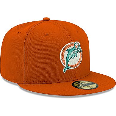 Men's New Era Orange Miami Dolphins Omaha Throwback 59FIFTY Fitted Hat
