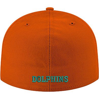 Men's New Era Orange Miami Dolphins Omaha Throwback 59FIFTY Fitted Hat