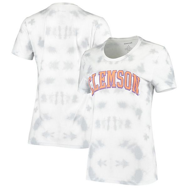 Women's Gray Clemson Tigers Tie-Dye Scoop Neck T-Shirt