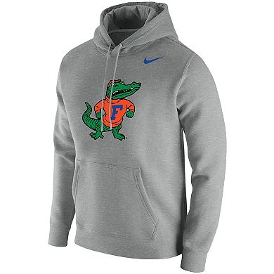Men's Nike Heathered Gray Florida Gators Vintage School Logo Pullover Hoodie