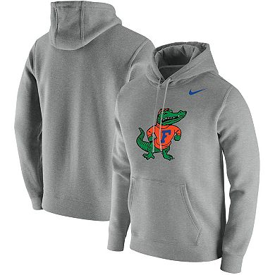 Men's Nike Heathered Gray Florida Gators Vintage School Logo Pullover Hoodie