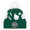 Youth New Era White/Green New York Jets 2020 NFL Sideline Sport Pom Cuffed Knit Hat