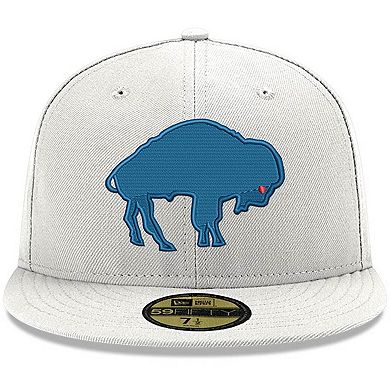 Men's New Era White Buffalo Bills Omaha Historic Logo 59FIFTY Fitted Hat
