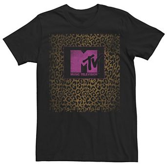 Men's MTV Music Television Leopard Print Block Logo Tee