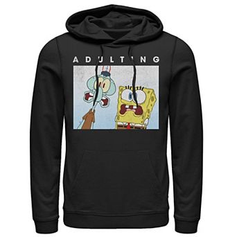 Men's SpongeBob SquarePants & Squidward Scared Of Adulting Hoodie