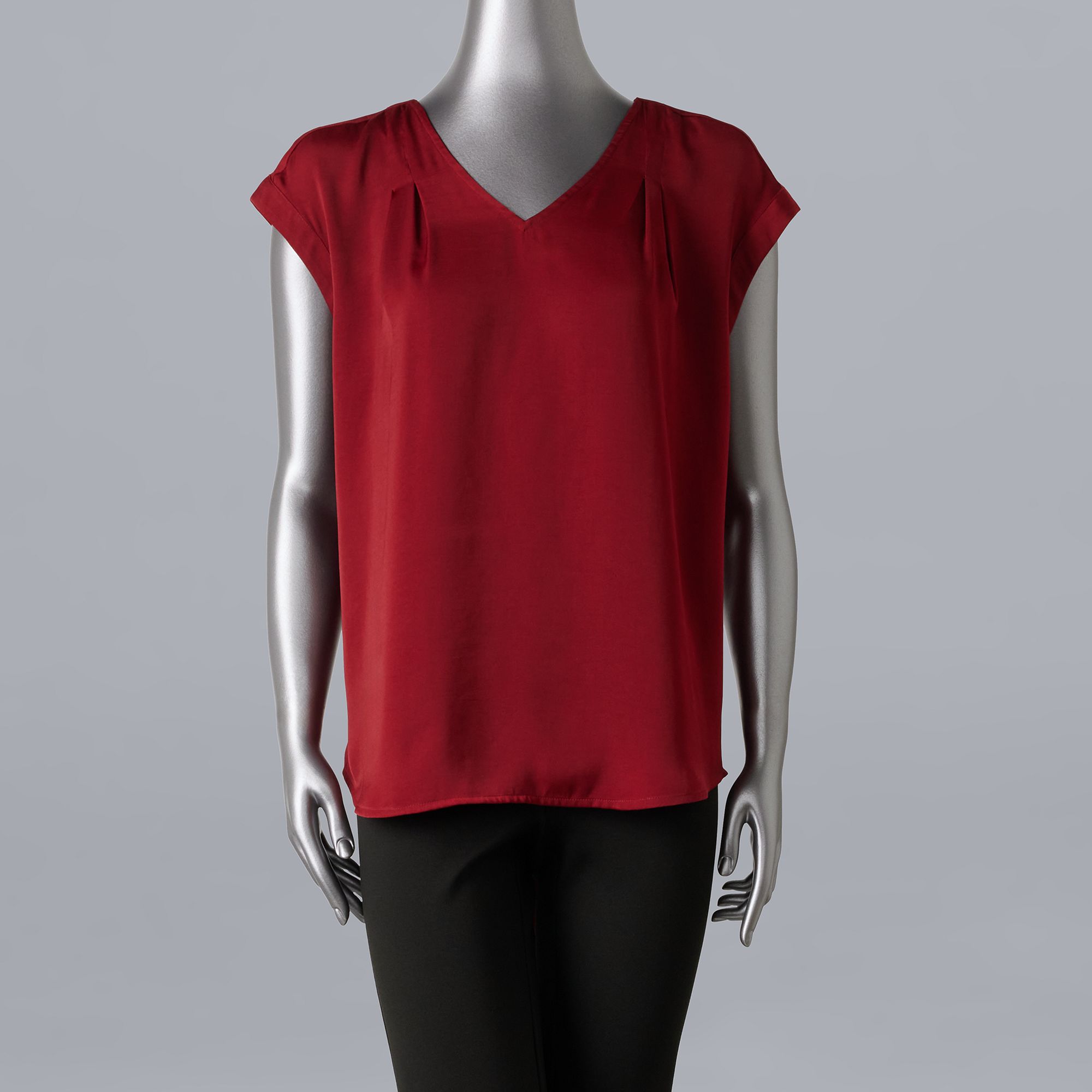 Petite Simply Vera Vera Wang V-Neck Popover Top, Womens, Size: XS Petite, 