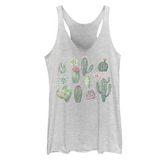 Juniors' Fifth Sun Watercolor Succulents Cactus Tank Top