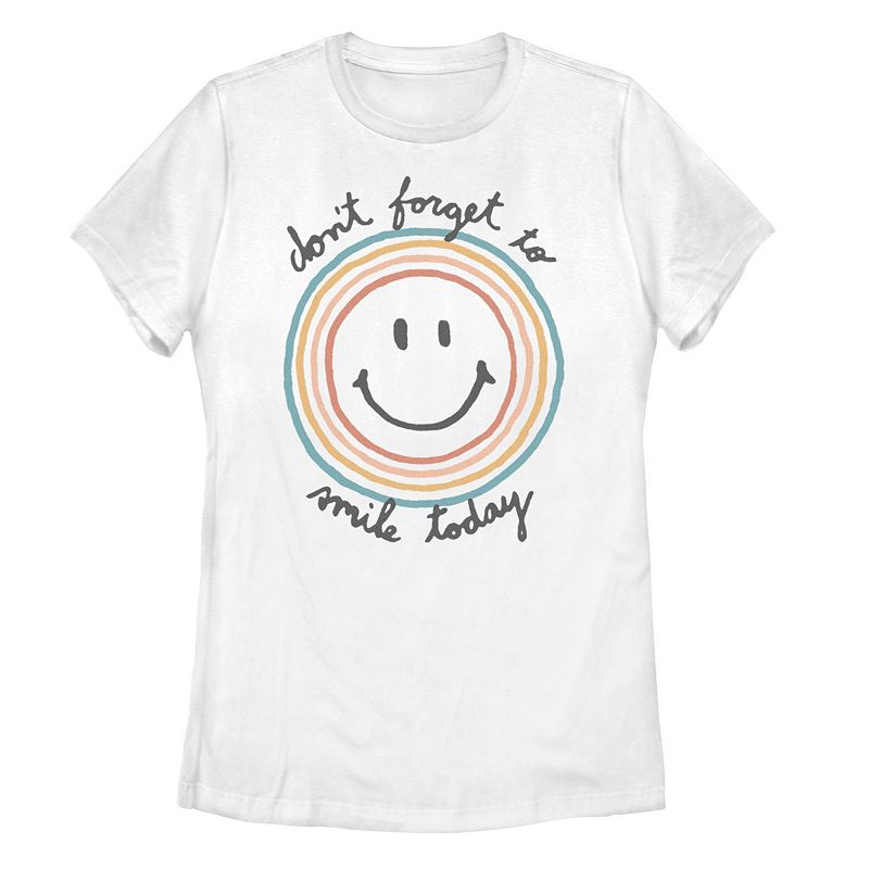 Juniors Fifth Sun Smile Today Text Tee, Girls, Size: Small, White
