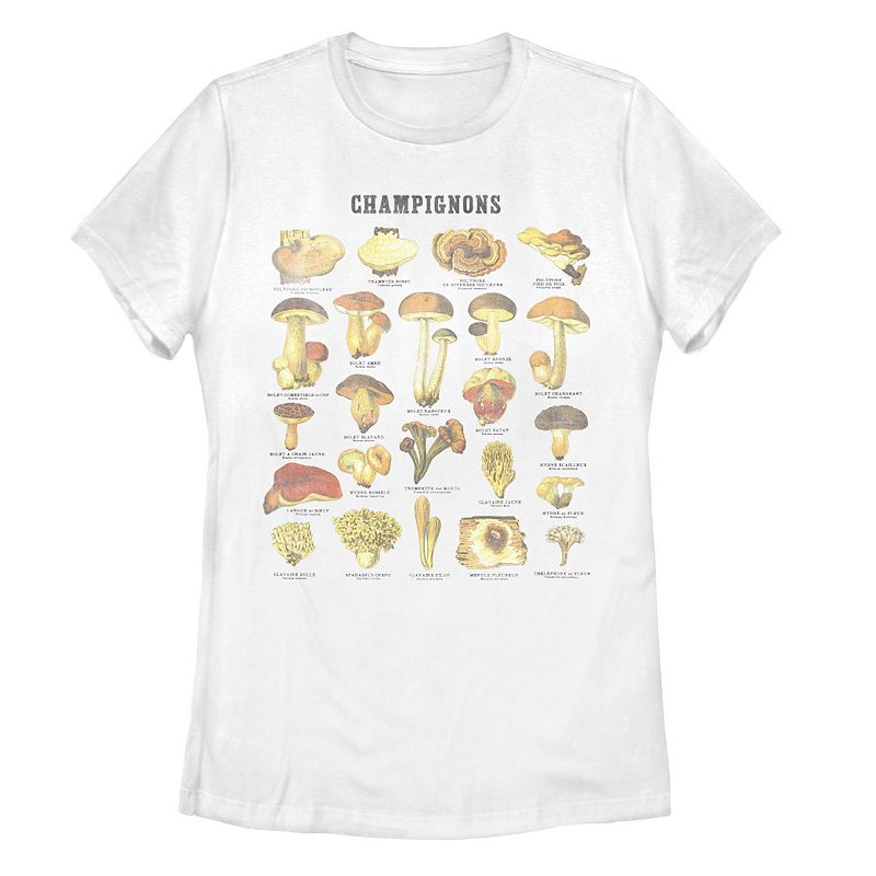 Juniors Fifth Sun Champignons Plants Poster Tee, Girls, Size: Small, Whit