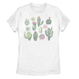 Juniors' Fifth Sun Watercolor Succulents Cactus Tee