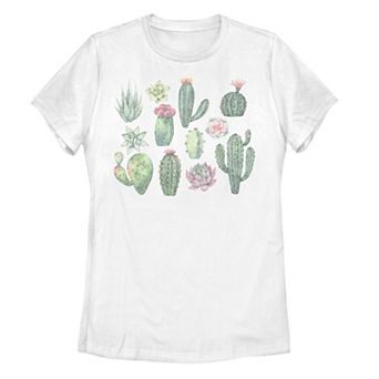 Juniors' Fifth Sun Watercolor Succulents Cactus Tee