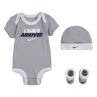 Baby Boy Nike I Have Arrived Bodysuit Hat Booties Gift Set