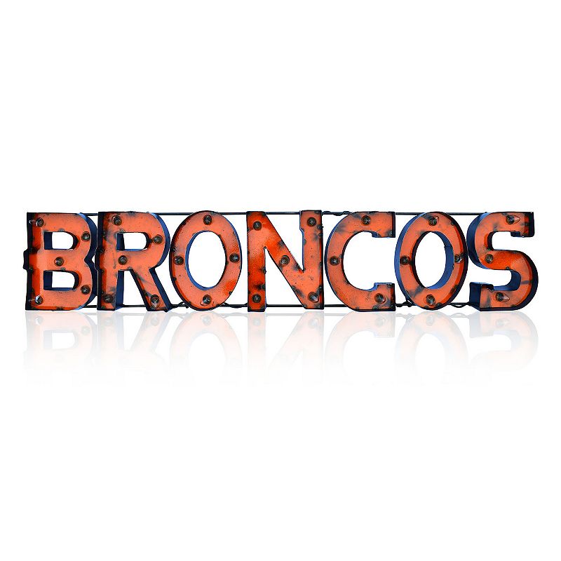Denver Broncos Light-Up Recycled Metal Sign, Multicolor