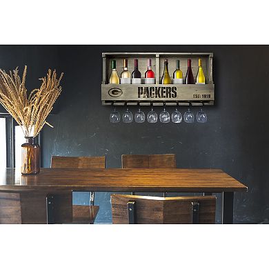 Green Bay Packers Wine Bar Wall Shelf