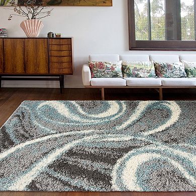 World Rug Gallery Swirl Shag Rug