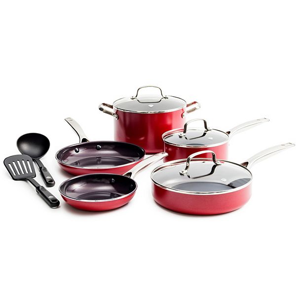 Red Diamond 10pc. Ceramic Nonstick Cookware Set As Seen on TV