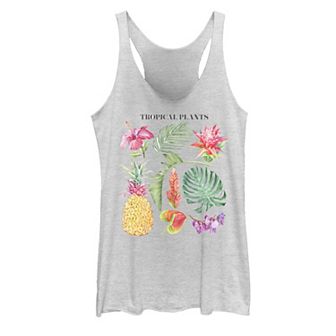 Juniors' Tropical Plants Graphic Tank Top
