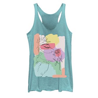 Juniors' Roses Line Art Graphic Tank Top