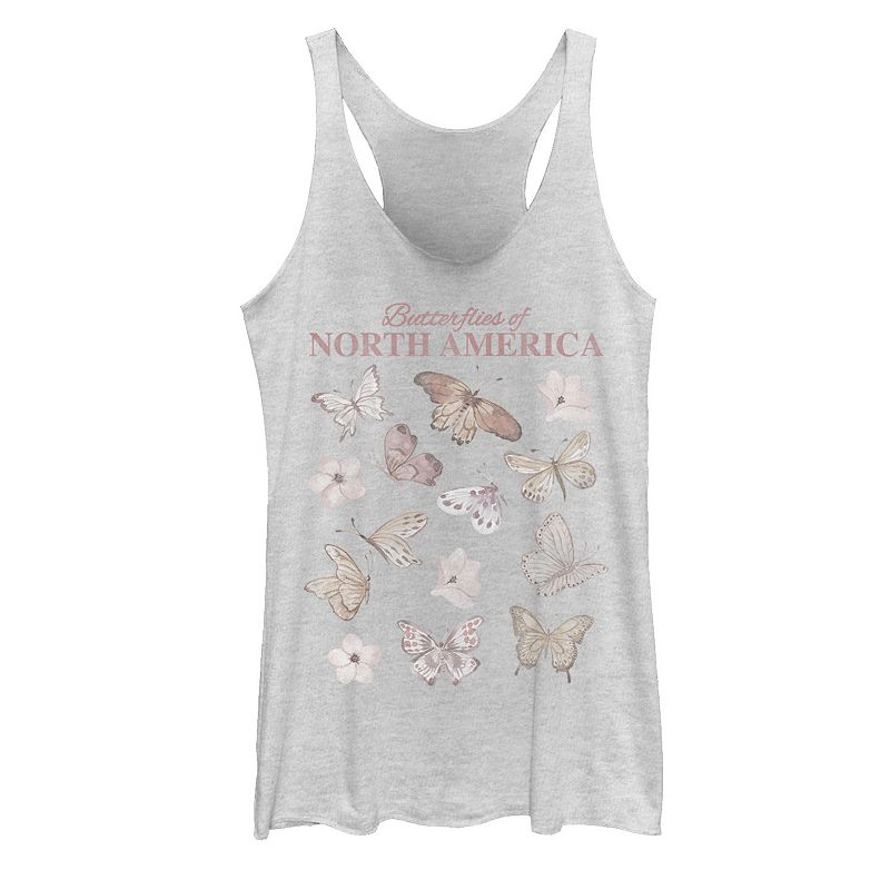 Juniors Watercolor Butterfly Chart Graphic Tank, Girls, Size: XS, White