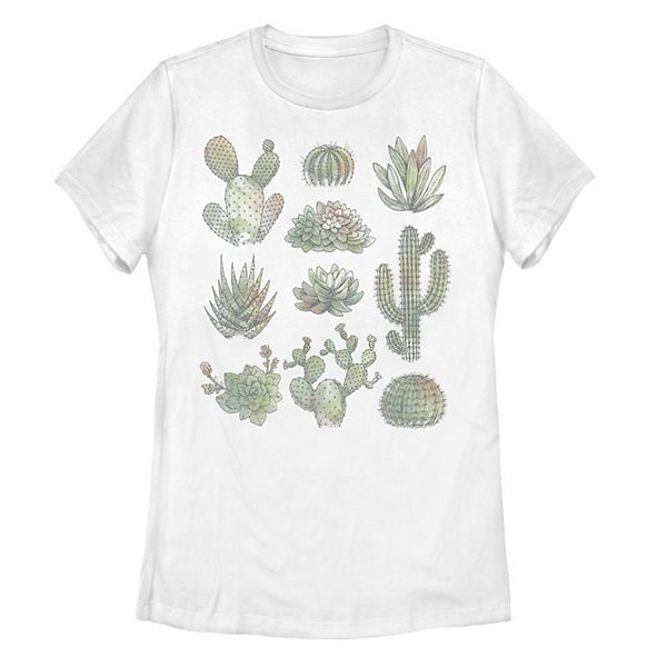 Juniors' Watercolor Cactus Graphic Tee