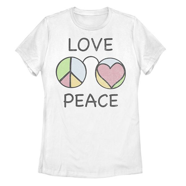 Juniors' Love & Peace Glasses Graphic Tee