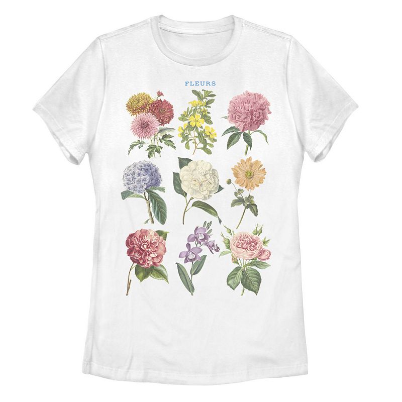 Juniors Fleurs Floral Graphic Tee, Girls, Size: Small, White