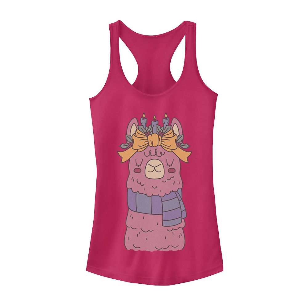 Juniors' Christmas Llama Holiday Graphic Tank Top