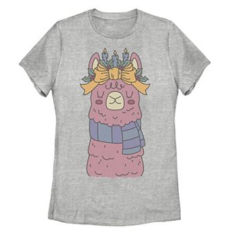 Juniors' Christmas Llama Holiday Graphic Tee