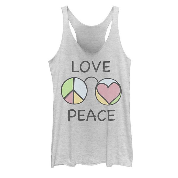 Juniors' Love & Peace Glasses Graphic Tank Top