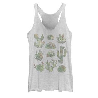 Juniors' Watercolor Cactus Graphic Tank Top