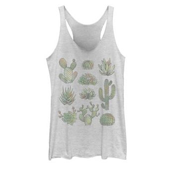 Juniors' Watercolor Cactus Graphic Tank Top
